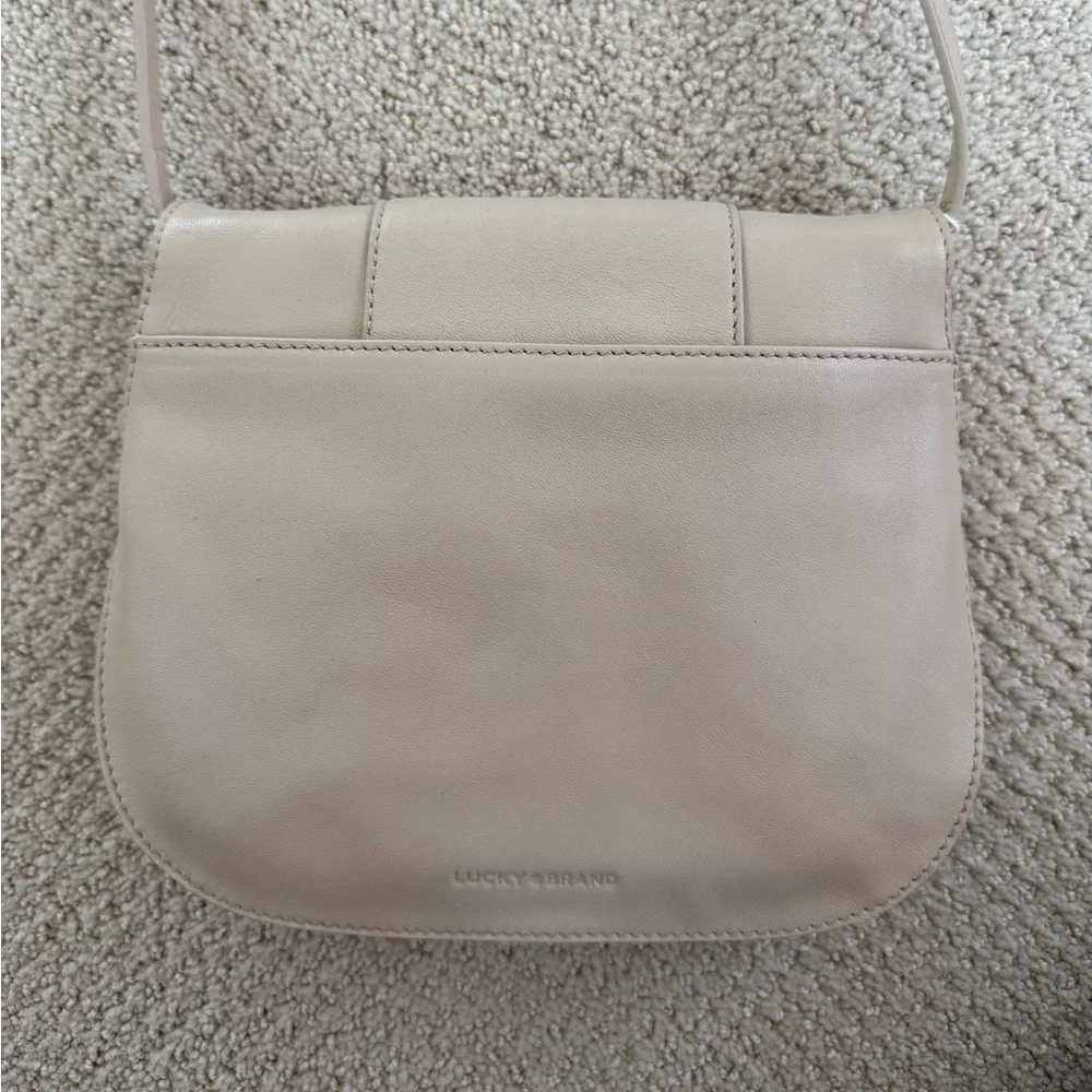 Lucky Brand Leather Cream / Off White Western Crossbody Bag with Gold Hardware